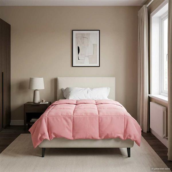 Grote foto vidaxl zomer dekbed gekwilt roze 140 x 200 cm microfiber huis en inrichting bedden
