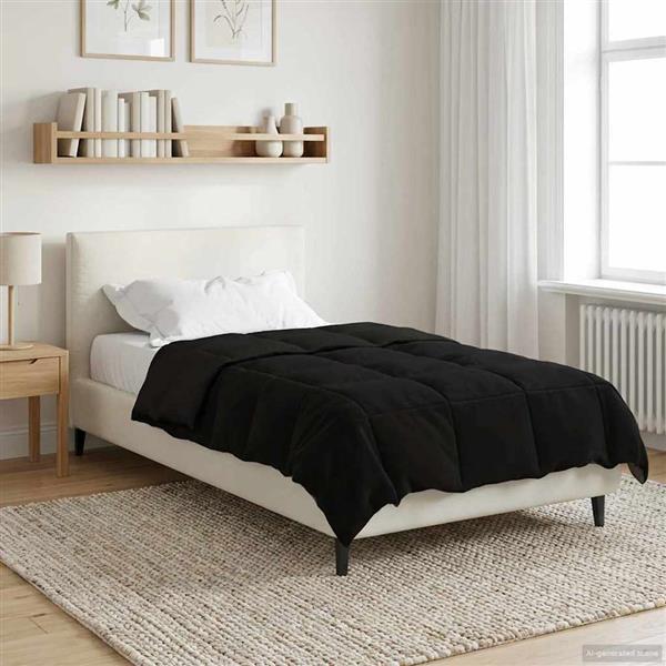 Grote foto vidaxl zomer dekbed gekwilt zwart 140 x 220 cm microfiber huis en inrichting bedden