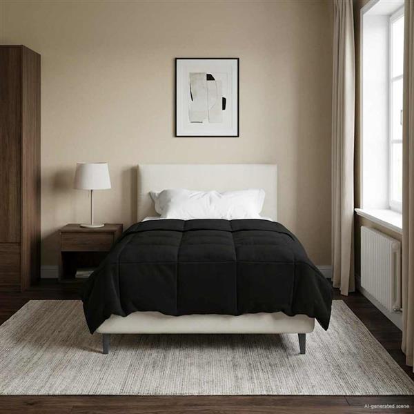 Grote foto vidaxl zomerdekbed gekwilt zwart 135 x 220 cm microfiber huis en inrichting bedden