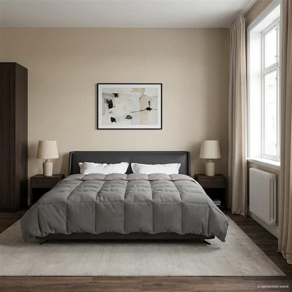 Grote foto vidaxl zomer dekbed gekwilt lichtgrijs 200 x 220 cm microfiber huis en inrichting bedden