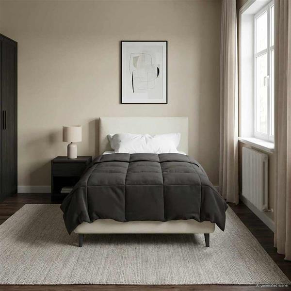 Grote foto vidaxl zomer dekbed gekwilt antraciet 140 x 220 cm microfiber huis en inrichting bedden