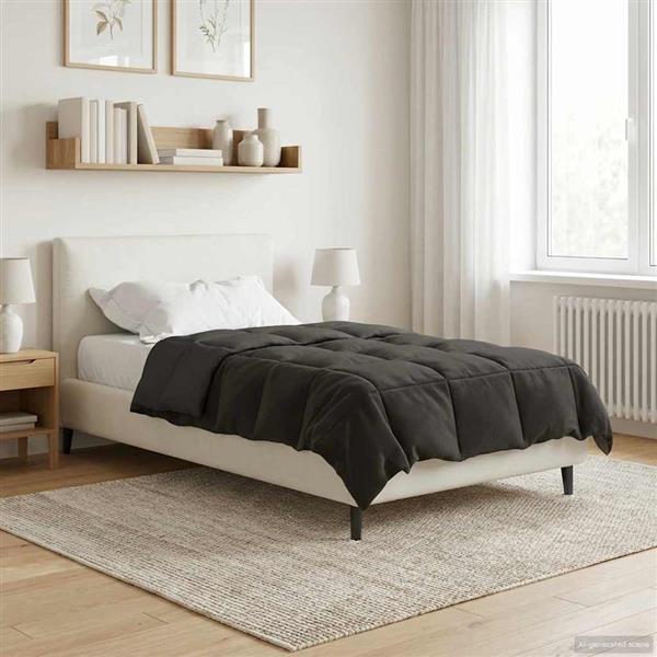 Grote foto vidaxl zomer dekbed gekwilt antraciet 155 x 200 cm microfiber huis en inrichting bedden