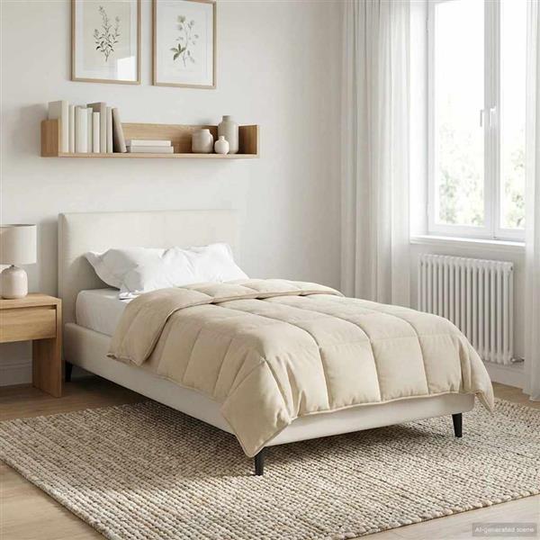 Grote foto vidaxl zomer dekbed cr me 135 x 200 cm microfiber en teddy fleece huis en inrichting bedden