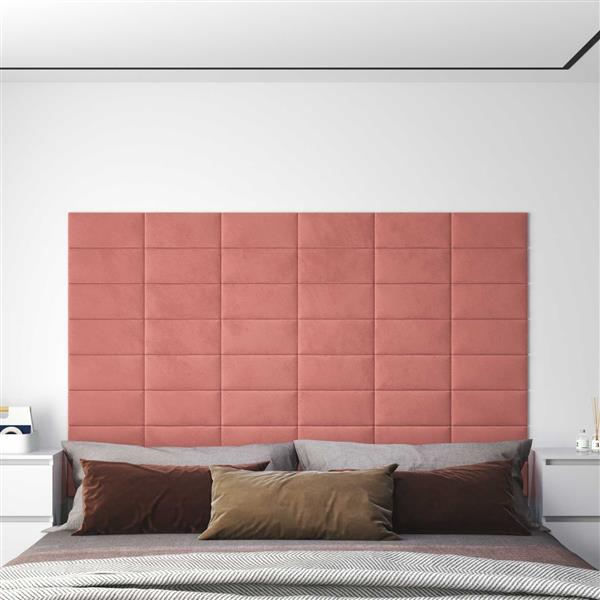 Grote foto vidaxl wandhoofdbord 12 pcs roze 30 x 15 cm fluweel antiek en kunst stoelen en banken