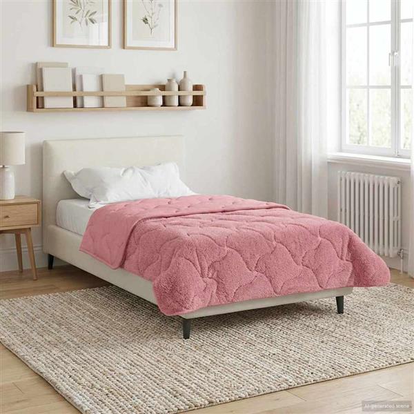 Grote foto vidaxl zomer dekbed roze 140 x 220 cm microfiber en teddy fleece huis en inrichting bedden