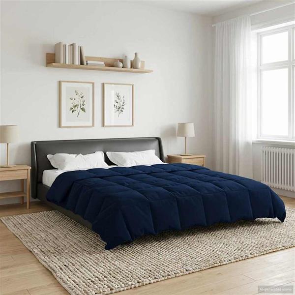Grote foto vidaxl winter dekbed gekwilt donkerblauw 220 x 240 cm microfiber huis en inrichting bedden