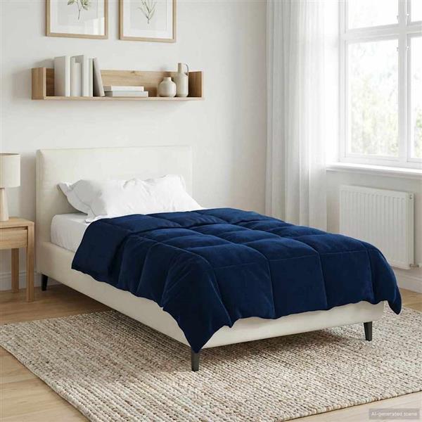 Grote foto vidaxl winter dekbed gekwilt donkerblauw 155 x 200 cm microfiber huis en inrichting bedden