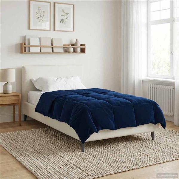 Grote foto vidaxl winter dekbed gekwilt donkerblauw 140 x 200 cm microfiber huis en inrichting bedden