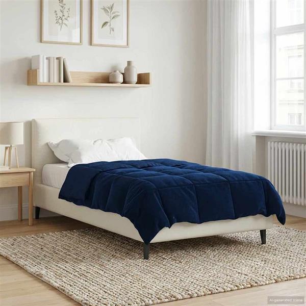 Grote foto vidaxl winter dekbed gekwilt donkerblauw 135 x 200 cm microfiber huis en inrichting bedden