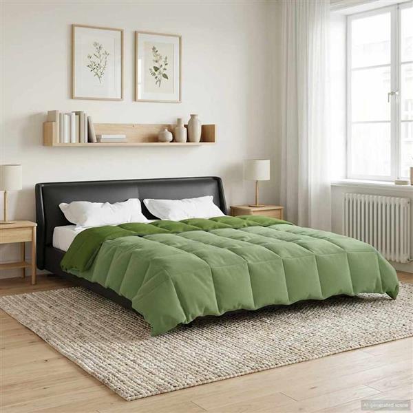 Grote foto vidaxl winter dekbed gekwilt groen 200 x 240 cm microfiber huis en inrichting bedden