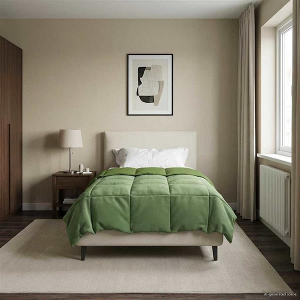 Grote foto vidaxl winter dekbed gekwilt groen 155 x 200 cm microfiber huis en inrichting bedden