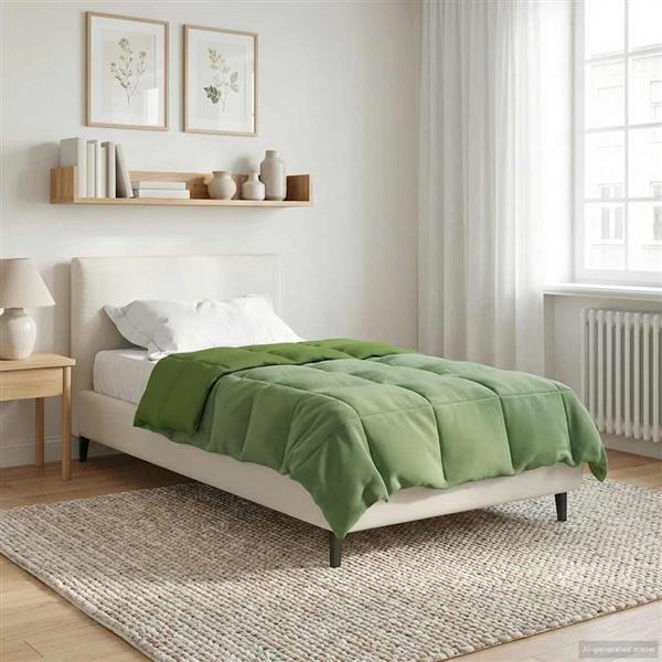 Grote foto vidaxl winter dekbed gekwilt groen 155 x 200 cm microfiber huis en inrichting bedden