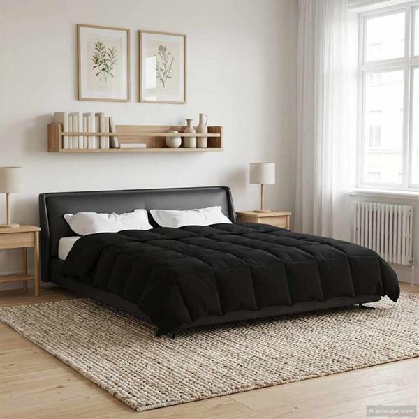 Grote foto vidaxl winter dekbed gekwilt zwart 220 x 260 cm microfiber huis en inrichting bedden