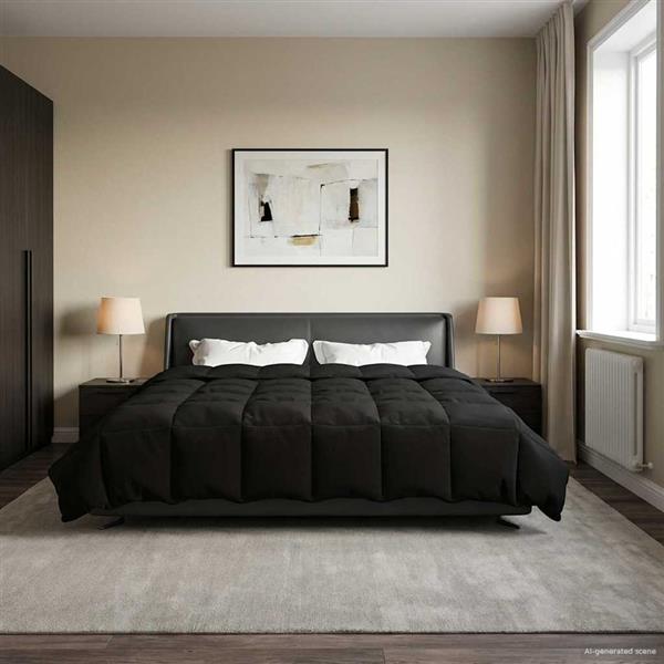 Grote foto vidaxl winter dekbed gekwilt zwart 220 x 240 cm microfiber huis en inrichting bedden