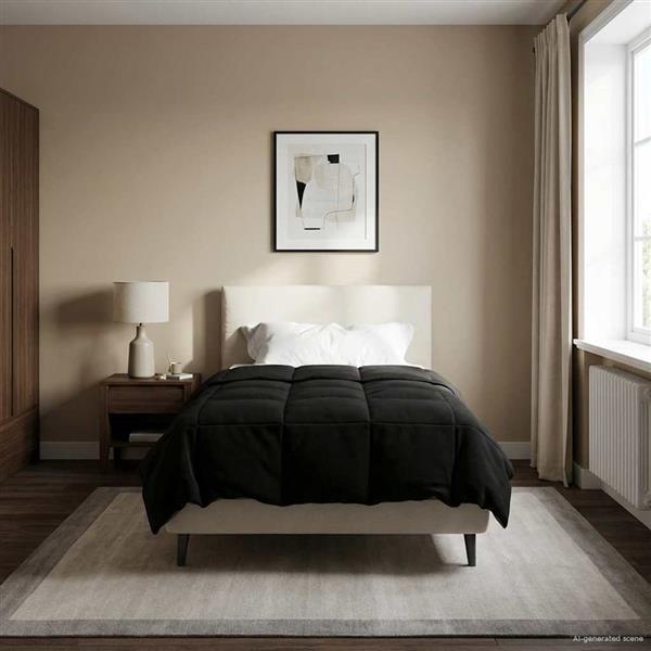 Grote foto vidaxl winter dekbed gekwilt zwart 155 x 220 cm microfiber huis en inrichting bedden