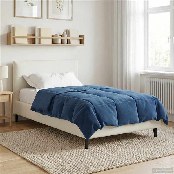 Grote foto vidaxl vol jaar dekbed gekwilt donkerblauw 135 x 200 cm microfiber huis en inrichting bedden