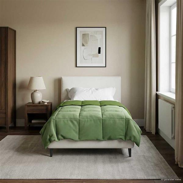 Grote foto vidaxl vol jaar dekbed gekwilt groen 155 x 220 cm microfiber huis en inrichting bedden