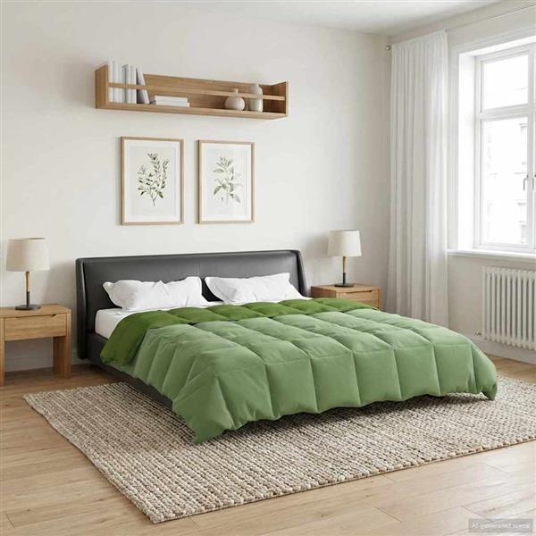 Grote foto vidaxl vol jaar dekbed gekwilt groen 200 x 240 cm microfiber huis en inrichting bedden