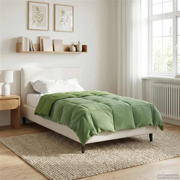 Grote foto vidaxl vol jaar dekbed gekwilt groen 140 x 200 cm microfiber huis en inrichting bedden