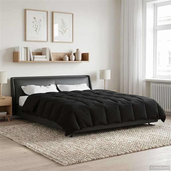 Grote foto vidaxl vol jaar dekbed gekwilt zwart 220 x 260 cm microfiber huis en inrichting bedden