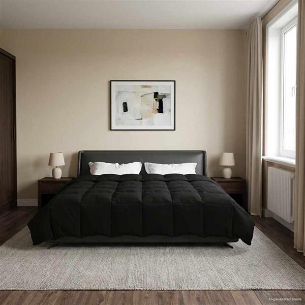 Grote foto vidaxl vol jaar dekbed gekwilt zwart 200 x 240 cm microfiber huis en inrichting bedden