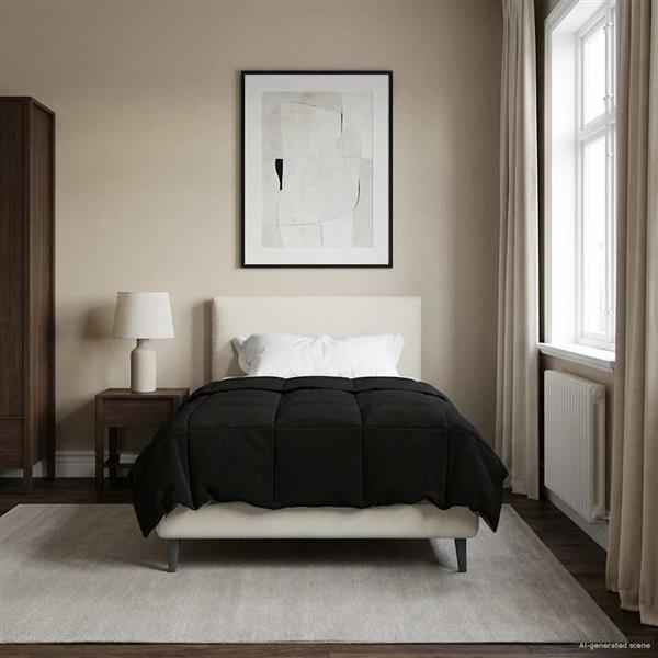 Grote foto vidaxl vol jaar dekbed gekwilt zwart 135 x 200 cm microfiber huis en inrichting bedden