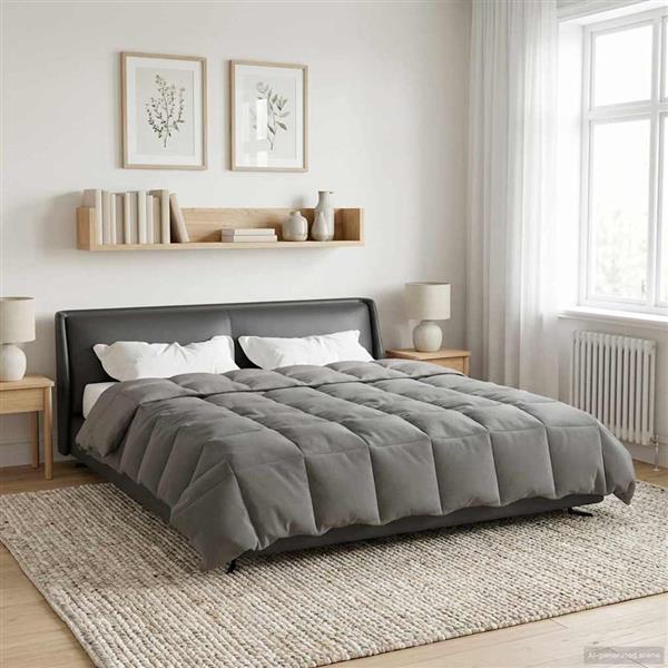 Grote foto vidaxl vol jaar dekbed gekwilt lichtgrijs 240 x 260 cm microfiber huis en inrichting bedden