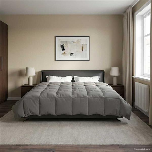 Grote foto vidaxl vol jaar dekbed gekwilt lichtgrijs 220 x 260 cm microfiber huis en inrichting bedden