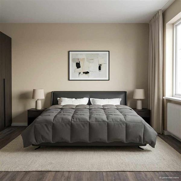 Grote foto vidaxl vol jaar dekbed gekwilt lichtgrijs 220 x 240 cm microfiber huis en inrichting bedden