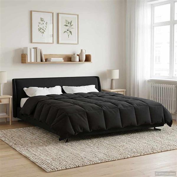 Grote foto vidaxl vol jaar dekbed gekwilt antraciet 220 x 260 cm microfiber huis en inrichting bedden