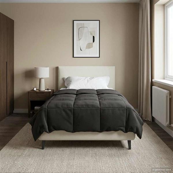 Grote foto vidaxl vol jaar dekbed gekwilt antraciet 140 x 220 cm microfiber huis en inrichting bedden