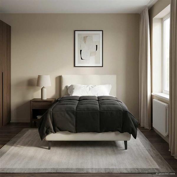 Grote foto vidaxl vol jaar dekbed gekwilt antraciet 135 x 220 cm microfiber huis en inrichting bedden