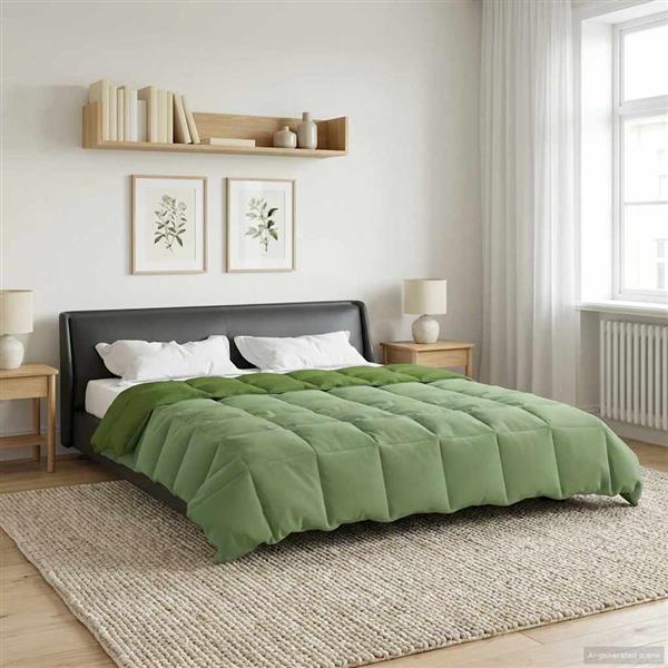 Grote foto vidaxl zomer dekbed gekwilt groen 200 x 220 cm microfiber huis en inrichting bedden