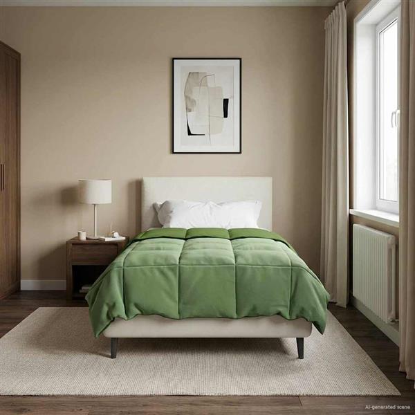 Grote foto vidaxl zomer dekbed gekwilt groen 155 x 220 cm microfiber huis en inrichting bedden