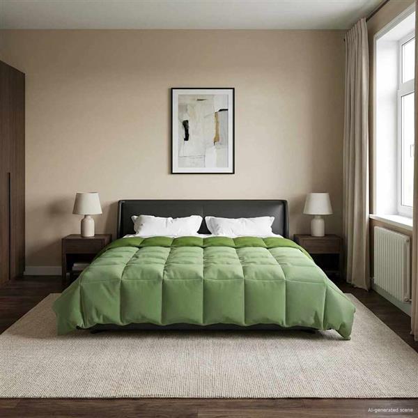 Grote foto vidaxl zomer dekbed gekwilt groen 200 x 200 cm microfiber huis en inrichting bedden