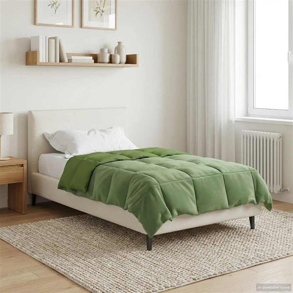 Grote foto vidaxl zomer dekbed gekwilt groen 155 x 200 cm microfiber huis en inrichting bedden