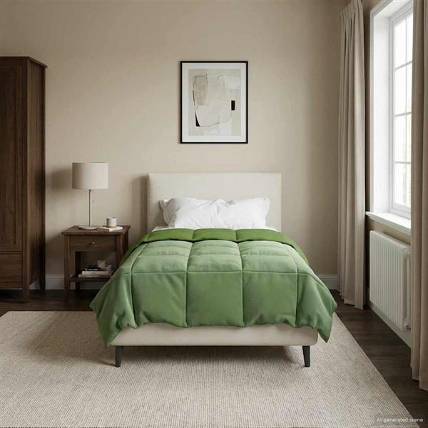 Grote foto vidaxl zomer dekbed gekwilt groen 140 x 200 cm microfiber huis en inrichting bedden