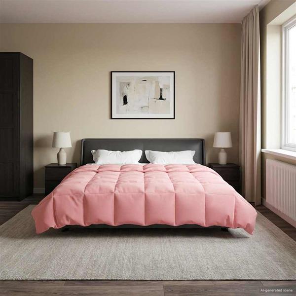 Grote foto vidaxl zomer dekbed gekwilt roze 200 x 200 cm microfiber huis en inrichting bedden