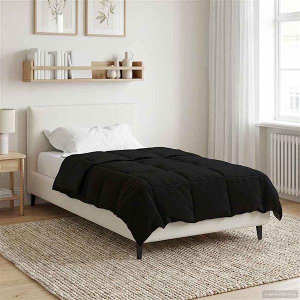 Grote foto vidaxl zomerdekbed gekwilt zwart 135 x 220 cm microfiber huis en inrichting bedden