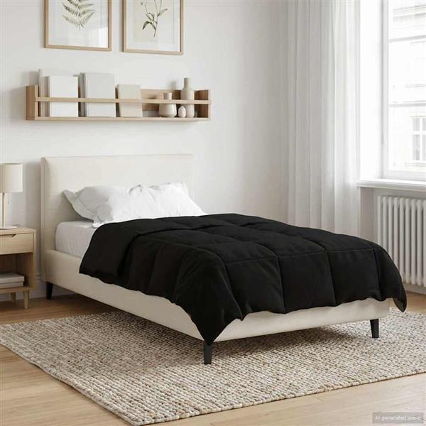 Grote foto vidaxl zomer dekbed gekwilt zwart 135 x 200 cm microfiber huis en inrichting bedden