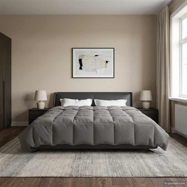 Grote foto vidaxl zomer dekbed gekwilt lichtgrijs 220 x 260 cm microfiber huis en inrichting bedden