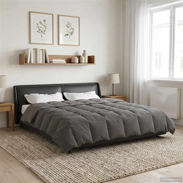 Grote foto vidaxl zomer dekbed gekwilt lichtgrijs 220 x 260 cm microfiber huis en inrichting bedden
