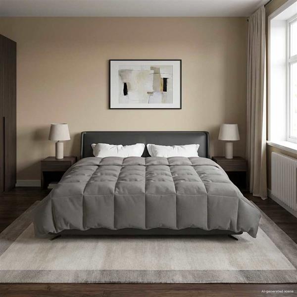 Grote foto vidaxl zomerdekbed gekwilt lichtgrijs 220 x 240 cm microfiber huis en inrichting bedden
