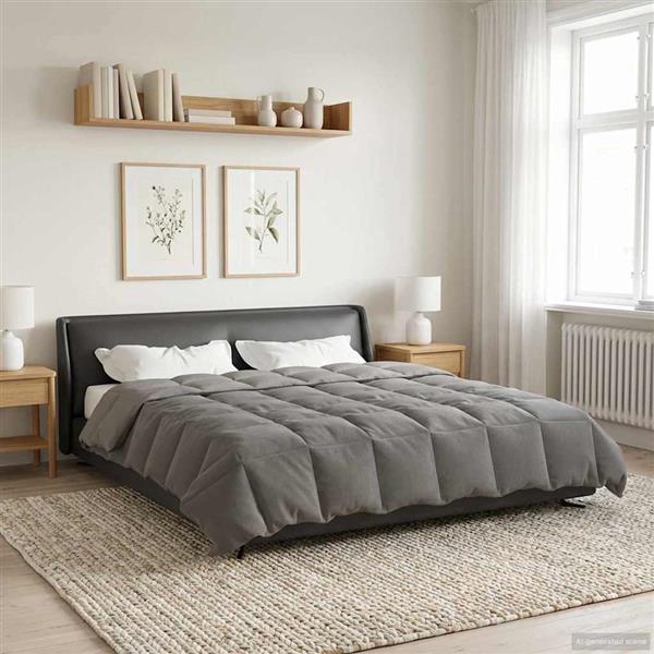 Grote foto vidaxl zomerdekbed gekwilt lichtgrijs 220 x 240 cm microfiber huis en inrichting bedden