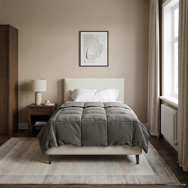 Grote foto vidaxl zomer dekbed gekwilt lichtgrijs 155 x 220 cm microfiber huis en inrichting bedden