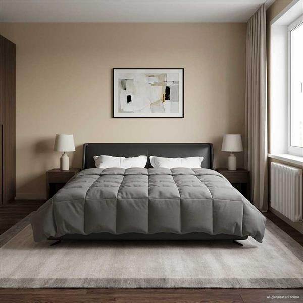 Grote foto vidaxl zomer dekbed gekwilt lichtgrijs 200 x 240 cm microfiber huis en inrichting bedden