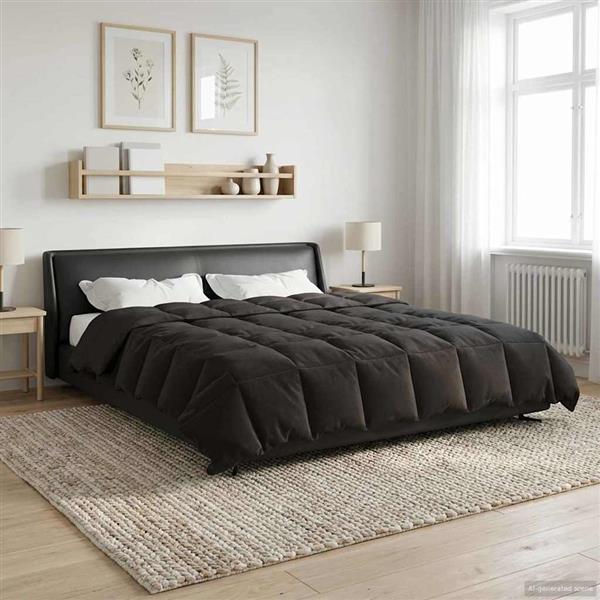 Grote foto vidaxl zomer dekbed gekwilt antraciet 220 x 260 cm microfiber huis en inrichting bedden