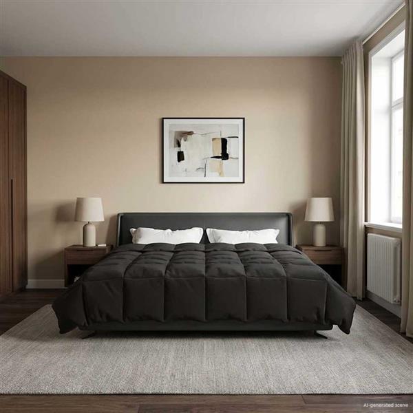 Grote foto vidaxl zomerdekbed gekwilt antraciet 220 x 240 cm microfiber huis en inrichting bedden