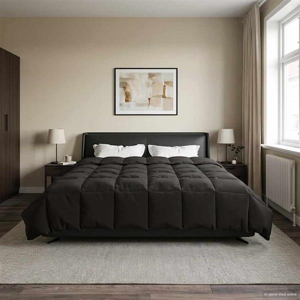 Grote foto vidaxl zomer dekbed gekwilt antraciet 200 x 220 cm microfiber huis en inrichting bedden