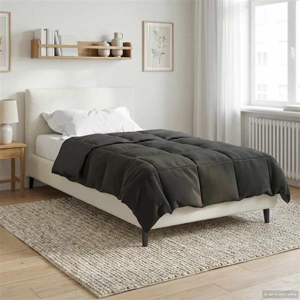 Grote foto vidaxl zomer dekbed gekwilt antraciet 140 x 220 cm microfiber huis en inrichting bedden